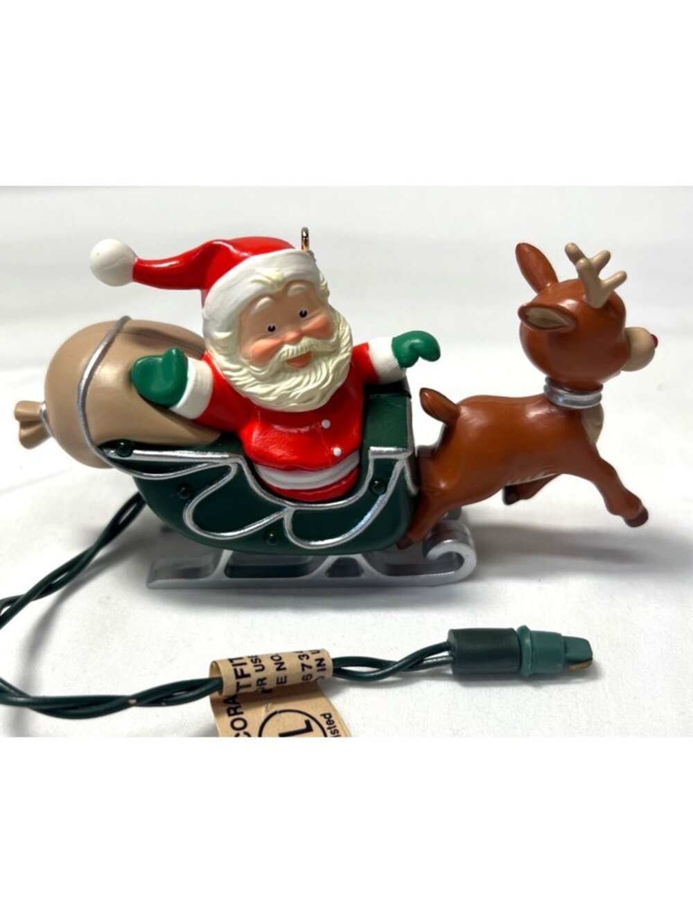 Hallmark Keepsake Magic Ornament Santa & Rudolph Blinking Nose Lights